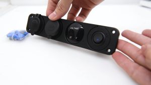 4 gang Dual USB Port Lighter Socket Digital Voltmeter+12V Power Socket + 2.1A&2.1A Motor Car Charger Dual USB Charger Adapter with Rocker Switch for Cars Vehicle Motorcycle Motorboats 12V Lighter Socket LED Display Voltmeter Switch