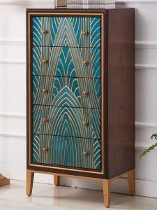 American-Style Chest of Drawers Solid Wood Bedroom Storage Cabinet European-Style Living Room Five-Bucket Cabinet Accessible Luxury Locker Scandinavian Retro Chest of Drawers