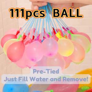 Water Balloon Toy Set [111pcs Quick Fill & Auto-Tie] Kids Water Bombs Outdoor Pool Party Games Belon Air