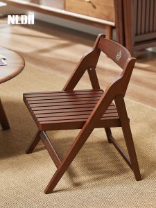 เก้าอี้พับไม้เนื้อแข็งสำหรับใช้ในบ้าน สำหรับผู้ใหญ่ ไม่ต้องประกอบ วัสดุไม้ รูปแบบที่น่ารัก สำหรับใช้ในสวน ริมบ้าน กลางแจ้ง