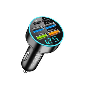 100W 6 Ports Car Charger Fast Charging PD QC3.0 USB C Car Phone Charger Type C Adapter in Car For iPhone Samsung Huawei Xiaomi