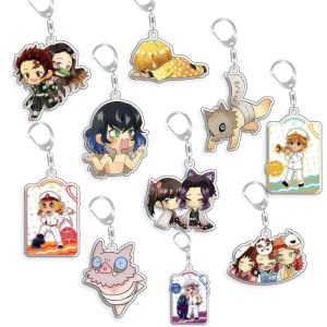 Bandai | For Demon Slayer Agatsuma Zenitsu Hashibira Inosuke Tsuyuri Kanao Acrylic Selfmade Cartoon Anime Keychain Pendant Toy Gift 5cm