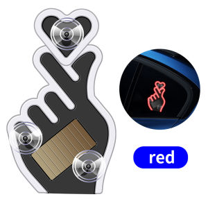 1/2x Solar Powered Car Neon Light Finger Heart Shape Led Ambient Light Wireless Suction Cup USB Rechargeable Led Atmosphere Lamp