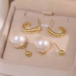 2024 New Light Luxury Design Multi Wear Pearl Gold Color Pendant Earrings Ins Fashion Jewelry Party Luxury Accessories for Women