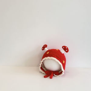 Baby Hat Autumn and Winter Baby Girl Korean Style Cute Earflaps Thickened Knitting Plush Bonnet Girl Warm Wool Hat