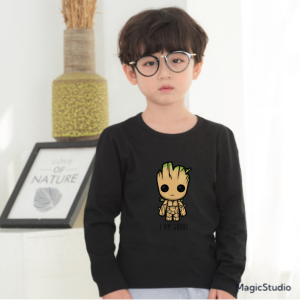 Atasan Kaos Lengan Panjang Babyterry Anak Usia 3-15 Tahun Desain Grafic Ugly Cat
