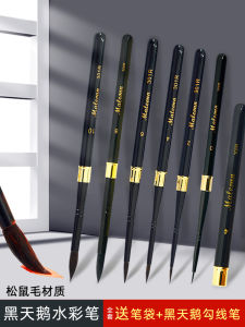 Portable Travel Watercolor Brush Set Squirrel Hair Pen Nail Art Soft Head Nylon Painting Brushes Black Swan Tool Kit MALEONN