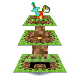 Giá Đỡ Bánh Cupcake Kiểu Trò Chơi Pixel 3 Tầng Giá Đỡ Bánh Cupcake Chơi Game Mini Để Trang Trí Tiệc - Chất Liệu Bảng Giấy