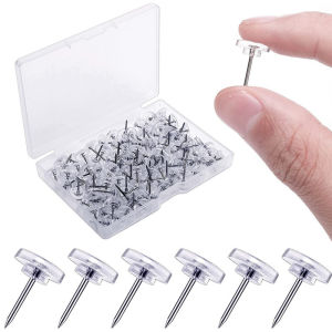 100pcs Transparent Push Pins Round Head Nail Thumb Tacks Clear Stick Pins Push Pins Painting Photo Wall Stud Office School Suppl