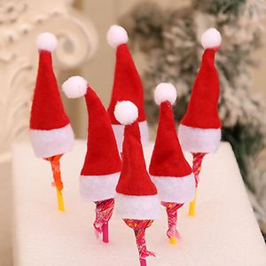 Mini Santa Hat Kẹo Mút 10/20 Chiếc Trẻ Em Trang Trí Tiệc Giáng Sinh Vải Không Dệt Giáng Sinh Vui Vẻ Năm Mới Vật Trang Trí Quà Giáng Tặng