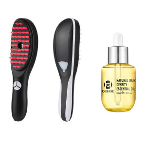 หวีนวดไฟฟ้าแบบพ่นละอองน้ำพร้อมไฟ LED - แปรงนวดศีรษะแบบสั่นสะเทือนสำหรับการเจริญเติบโตของเส้นผม ป้องกันผมร่วง หวีพ่นละอองน้ำบำรุงหนังศีรษะ