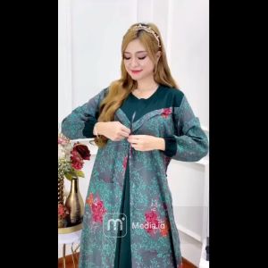 Gamis Motif Bunga terbaru 2  dimensi Long dress kekinian