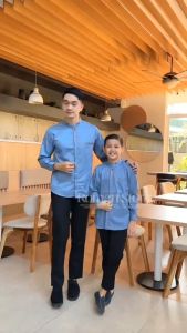 Baju Koko Couple Lengan Panjang Ayah Anak Bahan Toyobo Import Terbaru 2025 Warna Denim Burgundy