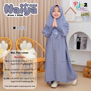 NAIYA DRESS ANAK DAN HIJAB USIA 7-11 TAHUN / SET SYARI GAMIS KIDS PREMIUM POLOS BY PGJ KIDS