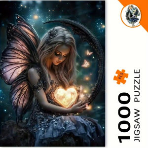 1000pcs Enchanted Fairy with Glowing Heart & Butterflies Jigsaw Puzzle - Mystical Night Forest Scene with Glowing Fairy