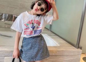 KYII Girls set two-piece Short Sleeve Round-neck top children Set kyii0183