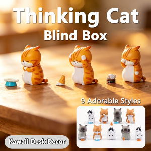 Thinking Cat Blind Box Cute Angry Orange Cat Mini Figures Kawaii Desk Decor Car Ornament Mystery Box Gift for Girls Birthday 