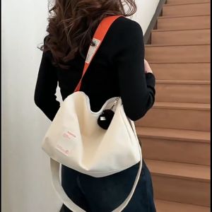 HGS Women And Men Bags Crossbody Bag Retro Casual Shoulder Bag Large Capacity Leisure Student Canvas Bag