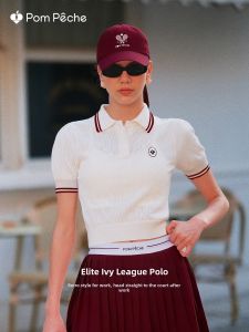 Pom Peche | Womens Retro Casual Golf Tennis Short Sleeve Knit Polo