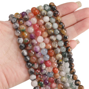 10pcs 8mm Natural Colored Faceted Beads Loose Spacer Beads For Handmade Bracelet Necklace Earring Keychain DIY Craft Jewelry Making Accessories