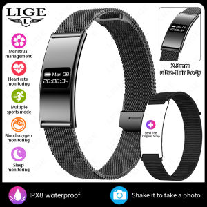 LIGE | Ultra-thin Smart Bracelet Sports Fitness Tracker Couple Band Heart Rate HRV Health Monitor Call Reminder Waterproof Smartwatch