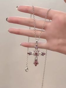 Heabety Vòng cổ xương đòn thiết kế Y2K Vòng Cổ Phong Cách Gothic kim cương Dây Chuyền Thập Giá Hot Girl phong cách ngọt ngào và mát mẻ