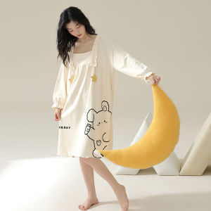 MiiOW | ชุดนอนผู้หญิงผ้าฝ้ายแท้แขนยาวฤดูร้อน 2025 ชุดนอนฤดูใบไม้ร่วงใหม่สไตล์เจ้าหญิงน่ารัก ชุดอยู่บ้าน ชุดนอนผ้าฝ้ายแท้ ชุดนอนผู้หญิง