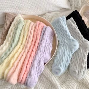 Warm Womens Socks New Winter Japanese Fashion Solid Color Fluffy Socks For Girls Home Thick Cute Floor Socks Kawaii Autumn Soft