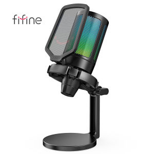 FIFINE AmpliGame Gaming Microphone with Shock MountGain KnobTouch-muteStreaming Podcast Condenser Mic for PCSwitchPS5-A6NEO