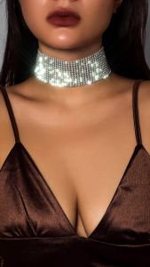 Ingemark Sparkling Silver Color Crystal Collar Choker Necklace for Women Bridal Goth Rhinestone Clavicle Chain Elegant Jewelry