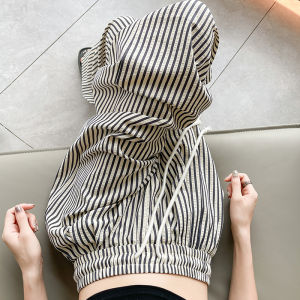 Quần Ống Rộng Cạp Cao Thường Ngày Cho Nữ Mùa Hè Mới Quần Ống Đứng Kẻ Sọc Mỏng Cỡ Nhỏ Quần Ống Rộng Thoải Mái