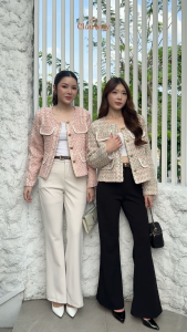 Clouwny Geya Cardigan Wanita Korea Tweed Blazer Premium Knitt