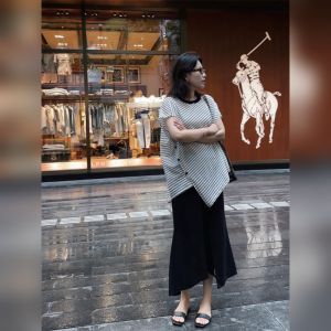 YUFUQING | Korean Striped Asymmetrical Round Neck Short Sleeve T-Shirt Womens Summer New Design Loose Personality Match Upper Body