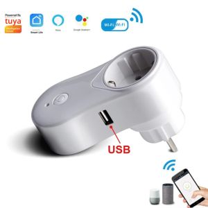 ปลั๊กไฟอัจฉริยะ TUYA แบบ WIFI รองรับมาตรฐาน EU 16A พร้อมฟังก์ชันตั้งเวลา ช่องเสียบ USB ควบคุมผ่านแอป Smart Life รองรับการสั่งงานด้วยเสียงผ่าน Alexa และ Google Home