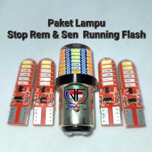 Paket Lampu Stop Rem Jelly RGB 48 Mata LED & Lampu Sein Sen Depan Belakang Jelly RGW Running Flash DC 12 Volt Universal