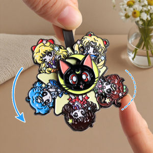 Adorable Japanese Style Enamel Keychain Sailor Moon Rotating Pendant Cute Mixed Design Accessory for Bags And Shoes