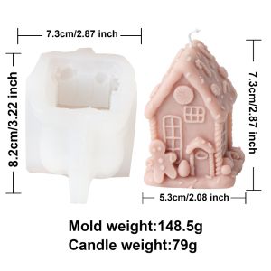 3D Christmas House Candle Silicone Mould DIY Castle Handmade Gingerbread Man Soap Plaster Mould Christmas Gifts Festival Decor