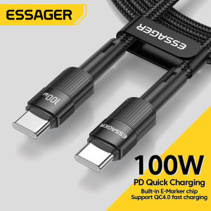 3M Essager 100W USB Type C To USB C Cable USB-C PD Fast Charging Charger Wire Cord For Macbook Samsung Xiaomi Type-C USBC Cable