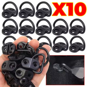10PCS D-type Pull Ring Universal Car Rear Trunk Net Pocket Buckle Pull Loop Car Trunk Net Pocket Cargo Net Bag Fixing Hook Ring Loop