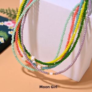 MOON GIRL | Vòng Cổ Choker Pha Lê Ngôi Sao Vỏ Sò Dành Cho Nữ Thời Trang Mặt Đính Hạt Collares THÁNG 6 THÁNG 7 Thiết Kế Trang Sức Mùa Hè Phụ Kiện Hợp Thời Trang