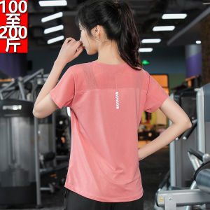 Slimming Large Size Loose Fitness Sports Top Women Summer Quick Dry Thin Yoga Clothes Running Short Sleeve T-Shirt Cotton Polyester