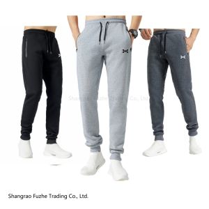 2026 Autumn Winter Men Zip Pocket Fleece Pants Sports Casual Sweatpants Jogging Trousers Fitness Bottoms Outfit Streetwear EU