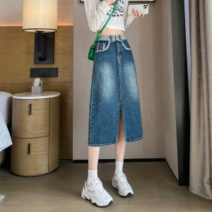 สูง เอว ทรงเอ Mini กระโปรง สําหรับผู้หญิง ฤดูใบไม้ผลิ ฤดูร้อน เดนิม แยก พรางหุ่น ครึ่งความยาว ผ้าฝ้าย โพลีเอสเตอร์ เบลนด์ กระโปรง S