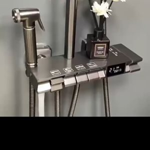 QUITE Digital Piano Shower Set Bathroom Shower System Pressurized Rain Top Spray Shower Faucet Set Bathtub Grey Faucet Shower