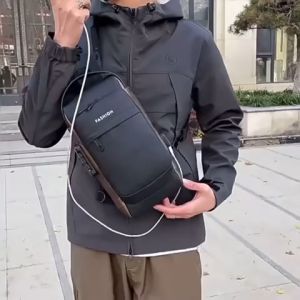 Selempang Pria Anti Maling USB Portable Kunci WE POWER - Slingbag Import Smart Crossbody Bag Keylock Kunci
