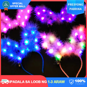 【Attractive】Glowing Feather Headband LED Highlight Bunny Hairband Light-up Flashing Hair Hoop Party Festival Birthday Wedding Costume Favor Kids Toys