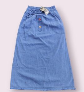 Rok semi jeans anak perempuan motif love love untuk anak 6-10 tahun