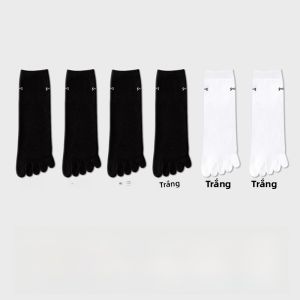 MiiOW | Tất năm ngón cotton nguyên chất cho nam mùa hè mỏng đến giữa bắp chân kháng khuẩn thể thao tất tay mỏng màu trơn 6 đôi
