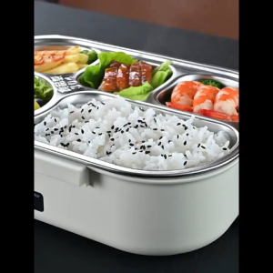 Portable Electric Lunch Box Stainless Steel Waterless Heater 5 Compartment Self Warming Bento Thermal Insulated Bag For Work