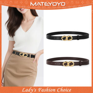 MATEYOYO Fashion Women Belts Retro Belt Elegant Slim Belt Soft Second-layer Cow Leather Belt Adjustable Girls Ladies Long Straps Waistbands Dress Coat Alloy Buckle Leisure Belt